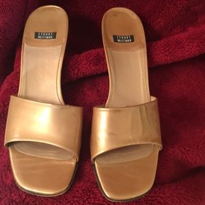 Stuart Weitzman gold heels. Made in Spain. Size 9.